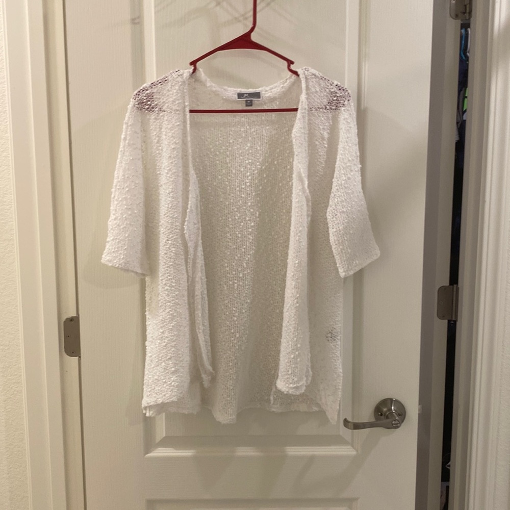 White shirt sleeve knitted cardigan medium